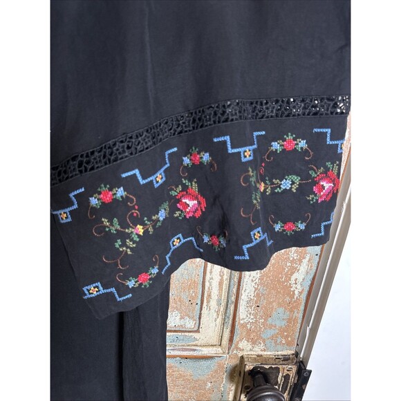 Kobi Halperin Black "Demi Floral” Wide Leg Pants Size XXL Cross Stitch Floral - Picture 9 of 12